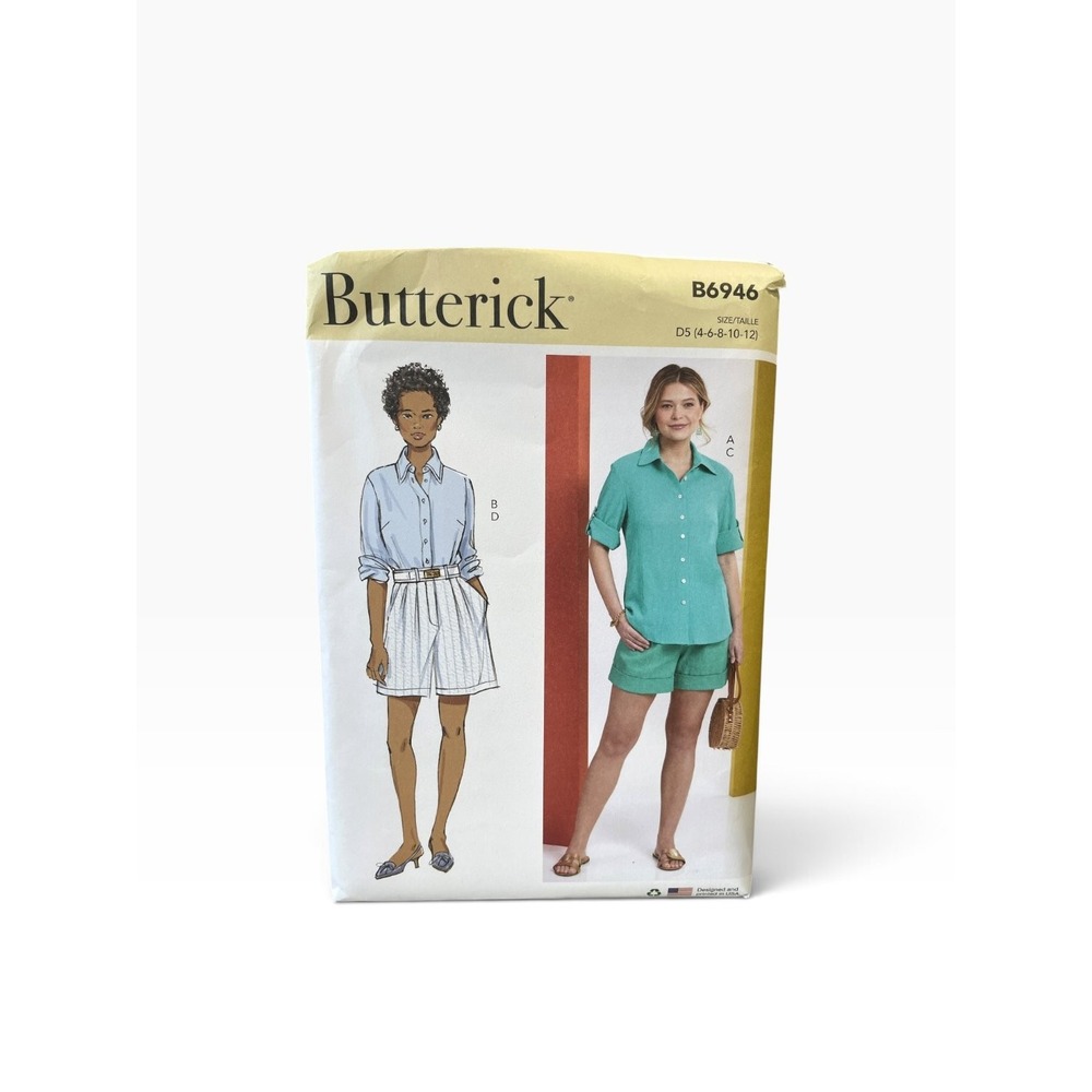 Butterick B6946 Misses Shirts Shorts DS (4-6-8-10-12) Modern Easy Uncut